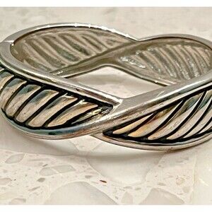 Cuff Bracelet Ribbed Cable Twisted Hinged VTG 90s Sedona Handcrafted